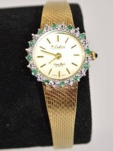 lot 216 image: S. Dupharis 14k Gold Watch with Gem Accents