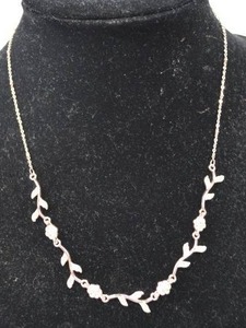 lot 220 image: Rose Gold Tone Floral Necklace with Clear Stones, 18 in.