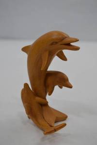 lot 225 image: Carved Wood Dolphin Figurine