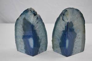 lot A-227 image: Pair of Blue Agate Bookends - Approx. 6 Inch Width