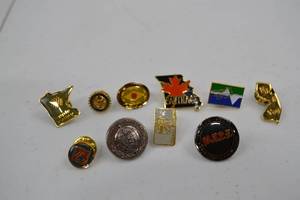 lot 231 image: Vintage State and Organization Lapel Pin Lot, D.A.R.E., Rotary, Carthage