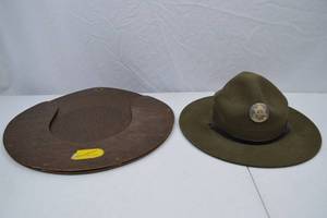 lot 246 image: U.S. Army Campaign Hat with Seventeener Hat Press, Size 6 34