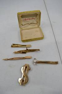 lot 253 image: Swank Tie Bar Collection - Money Dollar Sign, Hammer and Arrow Clips