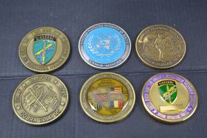 lot 257 image: Lot of 6 Modern U.S. Army & UN Military Challenge Coins