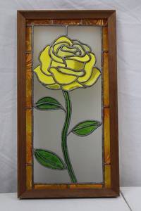 lot 78 image: Stained Glass Panel with Yellow Rose Design