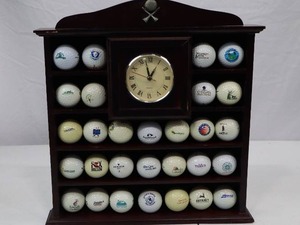lot 79 image: Golf Ball Display Case with Clock and Assorted Logo Golf Balls