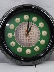 lot 80 image: Golf Ball Theme Wall Clock, 12-Inch Diameter