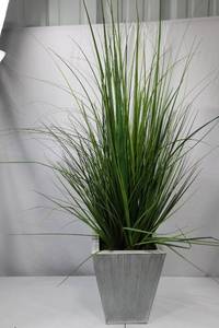 lot 89 image: Tall Faux Grass Plant in Gray Planter - 47 Inch