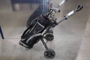 lot 92 image: Nike, Zevo, and ProKennex Golf Club Set with BagBoy Cart and Top-Flite Putter
