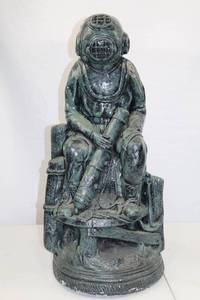 lot A-94 image: Vintage US Navy Diver Sculpture - 24 Tall Painted Concrete