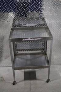 lot 301 image: Stainless Steel 2-Shelf Utility Cart on Casters, 32x24x16 in.