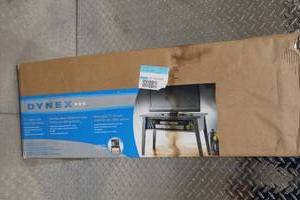 lot 310 image: Dynex TV Stand with Dark Oak Finish, Holds Up to 32-Inch TVs