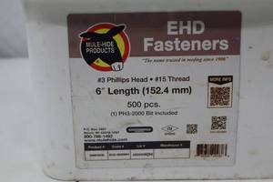 lot 350 image: Mule-Hide EHD Fasteners 6-Inch Phillips Head Screws for Roofing - Open Box