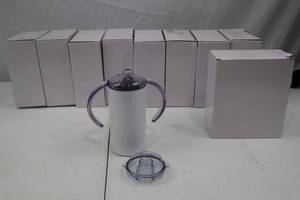 lot 337 image: Lot of 9 Stainless Steel Kids Tumblers with Lids & Handles