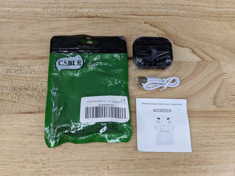 lot 94E image: Wireless Stereo Earbuds with Charging Case, Black - Brand New