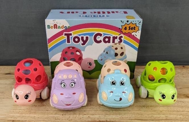 lot 104E image: 4 BeAndge Toy Car Rattles, BPA-Free - Brand New