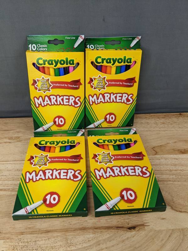 lot 37F image: Crayola Markers 10 Count Fine Line, Assorted Colors, Lot of 4 - Brand New
