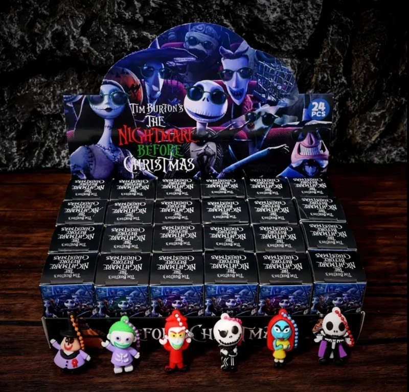 lot 12A image: Tim Burtons The Nightmare Before Christmas 24 Figurine Keychain Mystery Display Box - Brand New