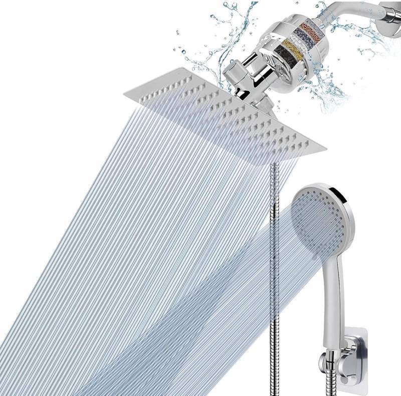lot 160A image: NearMoon Filtered Shower Head Combo With Handheld, Chrome - Brand New