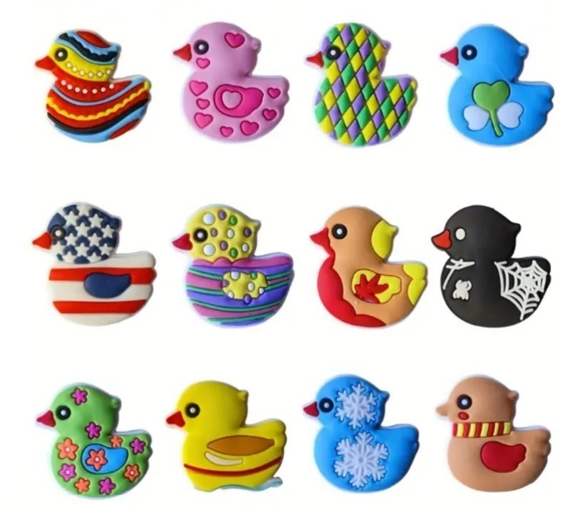 lot 19F image: 12 Brand New Duck Character Croc Charms