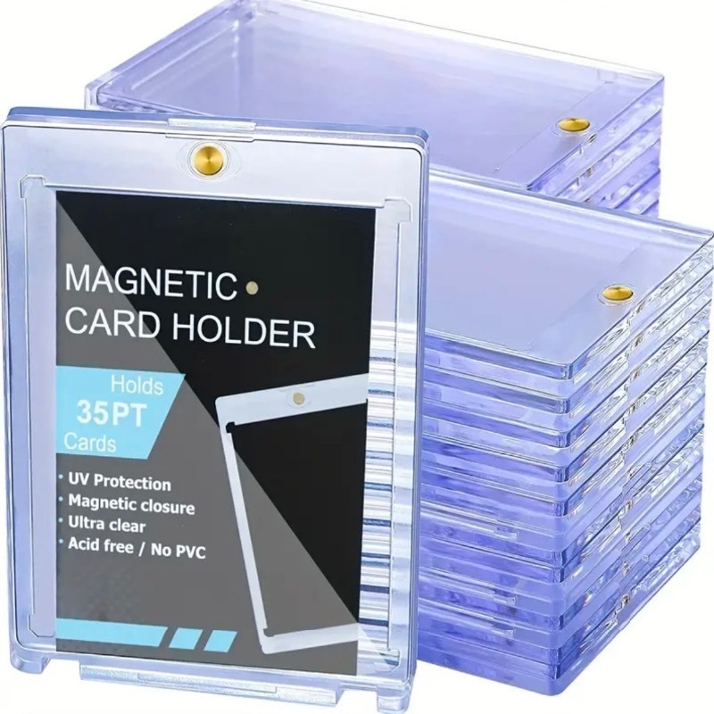lot 9 image: 5 Brand New Magnetic 35pt Card Protector Case Holders - Great for Sports, Pokemon or other Cards