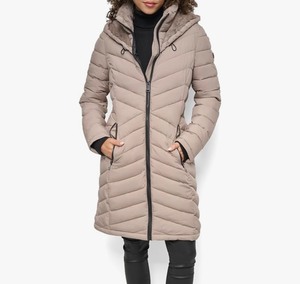 lot 8C image: DKNY Womens Hooded Light-Weight Puffer Jacket Size Large, $200 Retail - Brand New
