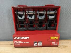 lot 51 image: 4 Husky 12ft Ratchet Tie-Downs - Brand New