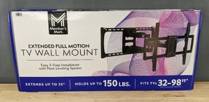 lot 56 image: Members Mark Full Motion TV Wall Mount, 32- 98 TVs, $100 Retail - Brand New