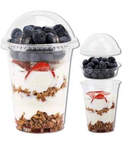 lot 150 image: 50 Plastic Parfait 12 oz Cups with Dome Lids and Inserts - Brand New
