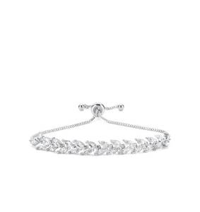 lot 158 image: Crystal Leaf Adjustable Tennis Bracelet with CZ, 18K Gold Plated - Brand New