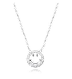 lot 164 image: CZ Smiley Face Pendant Necklace - Brand New