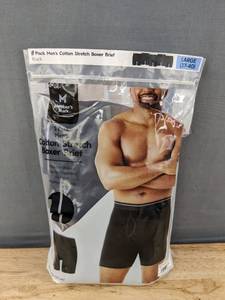 lot 189 image: Members Mark Mens Cotton Stretch Boxer Briefs 5 Pack Black Large (37-40) - Brand New