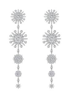 lot 200 image: Ever Faith Cubic Zirconia Snowflake Dangle Earrings, Silver Tone - Brand New