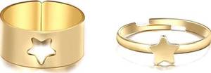 lot 204 image: 2 Adjustable Gold Color Couple Rings, Star Design - Brand New