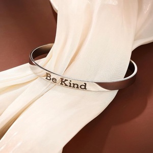 lot 70L image: Humorous Silver Cuff Bracelet Be Kind ...of a Bitch - Brand New