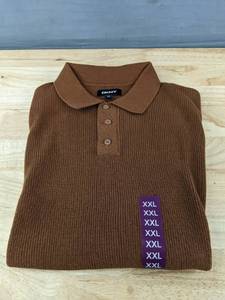 lot 100E image: DKNY Mens Brown Collared Short Sleeve Sweater XXL - Brand New