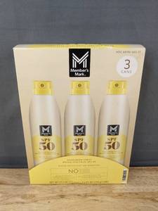 lot 79H image: 3 Members Mark SPF 50 Sunscreen Sprays - Brand New