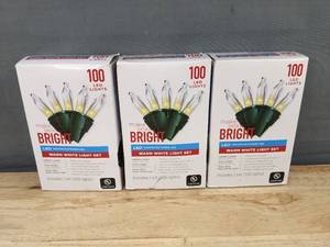 lot 305 image: 3 Boxes Warm White LED Christmas Lights - Brand New