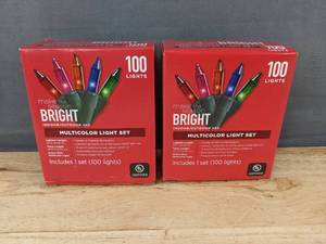 lot 334 image: 3 Brand New Multicolor Christmas Light Sets, 100 Lights Each - Brand New