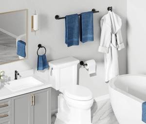 lot 108L image: Hitslam Matte Black Bathroom Hardware Set - Brand New