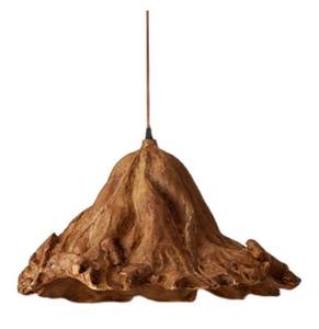 lot 94C image: 2 Organic Resin Mushroom Pendant Lights, 8.62 in, Earthy Brown - New A