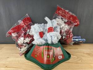 lot 371 image: Tree Stand, Garland, Bows & Wrapping Paper - Brand New