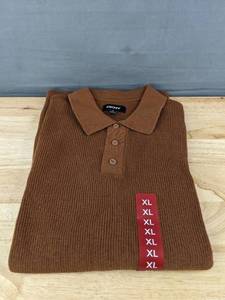lot 165A image: DKNY Brown Knit Polo Shirt XL - Brand New