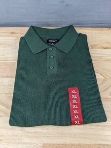 lot 95E image: DKNY Mens Green Polo Shirt XL - Brand New