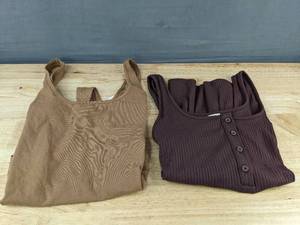 lot 525 image: Auden Bodysuit & A New Day Tank Top, Womens Large, Brown - Brand New