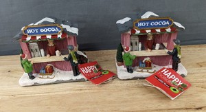 lot 530 image: 2 Light-Up Christmas Hot Cocoa Stand Figurines - Brand New