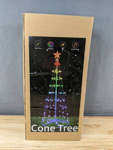 lot 25H image: 6 Ft RGB Bluetooth Cone Tree Christmas Decoration - New A