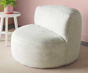 lot 57L image: Room Essentials Memory Foam Filled Corduroy Cream Bean Bag - Brand New A