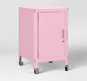 lot 30E image: Room Essentials Metal Rolling Locker Cabinet, Pink - Brand New A