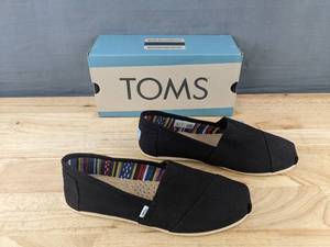 lot 20H image: TOMS Womens Alpargata Black Canvas Shoes, Size 8 - Brand New